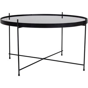 Veo salontafel 70x40 cm zwart staal, glas.
