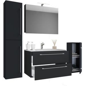 Badinos badkamer Een 60 cm, spiegelkast, zwart.