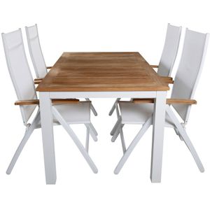 Panama tuinmeubelset tafel 90x152/210cm en 4 stoel Panama wit, naturel.
