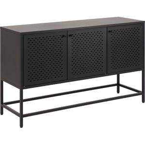 Newbor dressoir L125 met 3 metalen gaasdeuren zwart.