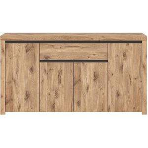 Woody dressoir 4 deuren, 1 lade eik decor,zwart.