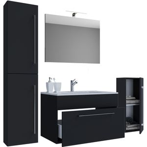 Nywo badkamer 60 cm, spiegel, zwart.