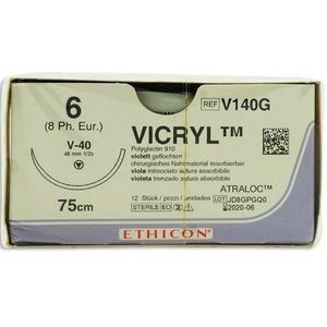Vicryl usp 6 75cm violet BPT-1 V140G 12x1