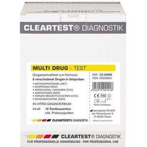 Cleartest® Multi Test 6 Methadon, 5 stuks, Drugstest - Methadon - Cocaïne - Cannabis - Morfine - Ben