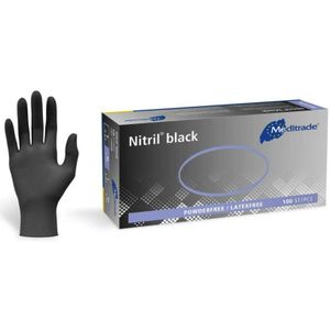 Meditrade Nitril handschoenen - zwart- 100 stuks - Medium