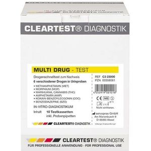 Cleartest® Multi Test 6 Methamfetamine, 10 stuks Drugstest, Drugstest - Cocaïne - Cannabis - Morfine