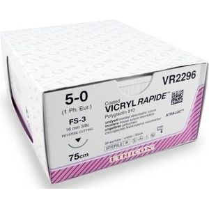 Vicryl Rapide usp 5-0 75cm FS-3 ongekleurd VR2296 36x1