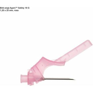Agani™ veiligheidscanule 100 stuks 18G 1,2 x 25 mm (roze)