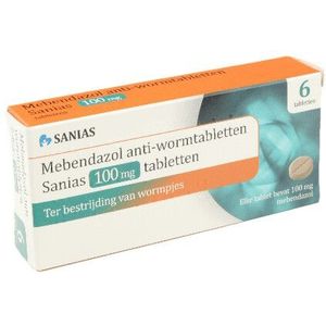 Sanias wormkuurtabletten Mebendazol - 6 tabletten