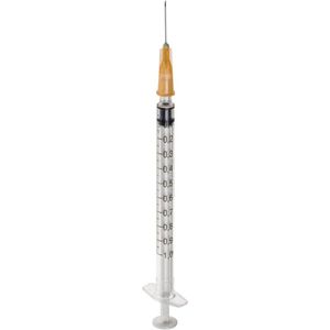 BD Plastipak injectiespuit + naald - 1ml - Luer - 25G 0.5mm x 16mm - 120 stuks