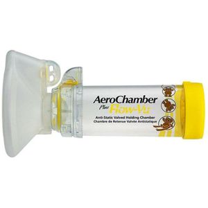 AeroChamber Flow-VU met kindermasker - geel - 1-4jr