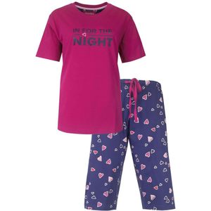 Irresistible - Dames Pyjama - Fuchsia - 3/4 Broek - Hartjes