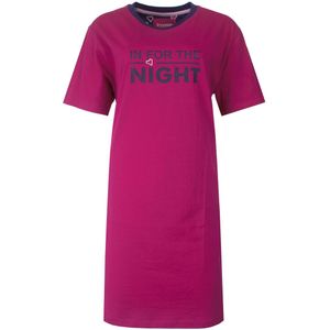 Irresistible Dames Nachthemd - In for the night Tekst - Fuchsia - Maat S