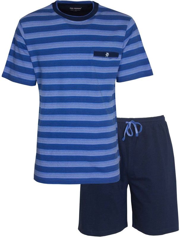Paul Hopkins - Heren Shortama - Blauw - Pyjama Set - Streepdessin
