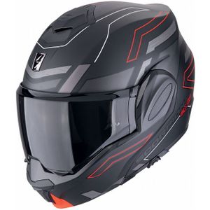 Scorpion - EXO-Tech EVO Conquer - Modulaire Helm - Mat Zwart / Rood