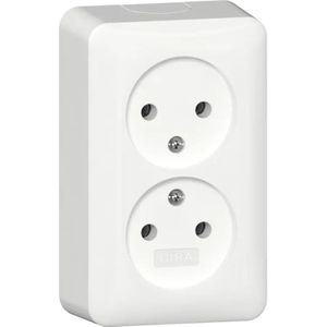 Gira wandcontactdoos zonder RA 2-voudig opbouw wit - 479114
