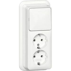 Gira - Combinatie Schakelaar en Wandcontactdoos - Wit - 2-voudig - RA Opbouw