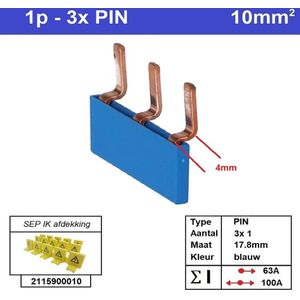 SEP Europe - Kamrail 1 Fase 2pol. - Gebogen Blauw - 17,8mm