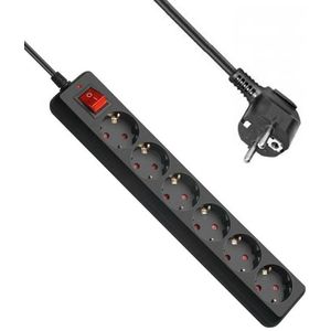 Tafelcontactdoos - Zwart - 6-voudig - Met Schakelaar - 3 Meter