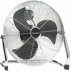 Bestron Vloerventilator 45cm, met 3 snelheden & verticaal verstelbare korf, 100 Watt, DFA40, kleur: chrome