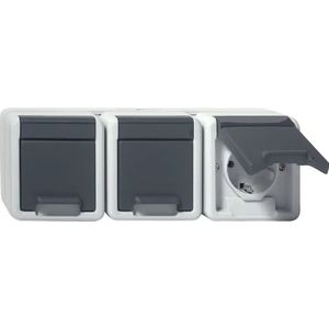 Gira wandcontactdoos randaarde 3-voudig horizontaal klapdeksel opbouw IP44 - 478930