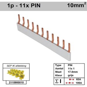 Sep kam pin 1 fase 11 polig 17,8mm grijs