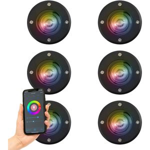 Grondspot LED Ø11 Rond Zwart set met smart WIFI LED’s (6-stuks)