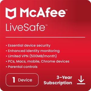 McAfee LiveSafe - 1  apparaat - abonnement voor 3 jaar