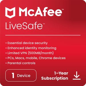 McAfee LiveSafe - 1  apparaat - abonnement voor 1 jaar