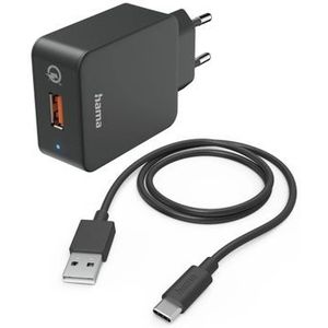 Hama met USB-C Snellader - USB-A naar USB-C kabel - 19,5 W - 1,5 meter - Geschikt voor Smartphone en Tablet - Zwart