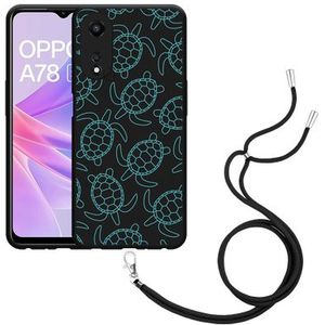 Hoesje met koord Zwart geschikt voor Oppo A78 5G Schildpadjes