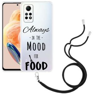 Hoesje met koord geschikt voor Xiaomi Redmi Note 12 Pro 4G Mood for Food Black