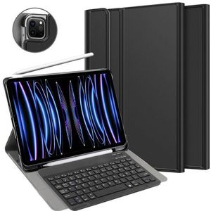Hoes met Toetsenbord geschikt voor iPad Pro 12.9 2022 (6th Gen)/iPad Pro 12.9 2021 (5th Gen) - Qwertz indeling - Zwart