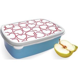 Broodtrommel Blauw met Hartjes Design