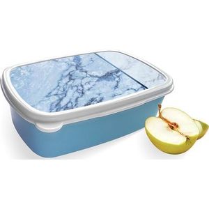Broodtrommel Blauw met Blauw Marmer Design