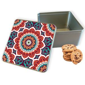 Koektrommel Retro Mandala Vierkant - Bewaarblik 20x20x10 cm