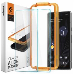 Screen Protector geschikt voor Google Pixel 7a - Spigen AlignMaster Full Cover Glass - 2 Pack