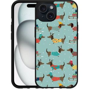 Hardcase Hoesje geschikt voor iPhone15 Winterse Teckels