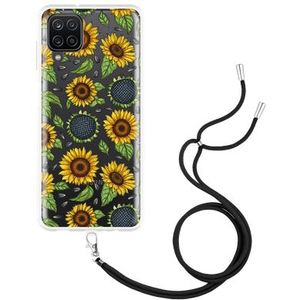 Hoesje met Koord geschikt voor Samsung Galaxy A12 - Sunflowers