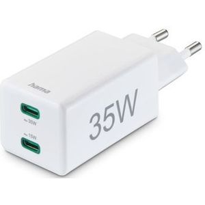 Hama 35W Mini-oplader - USB-C PD - 2 poorten - Wit