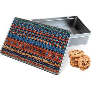 Koektrommel Aztec Patroon Rechthoek - Bewaarblik 20x13x5 cm