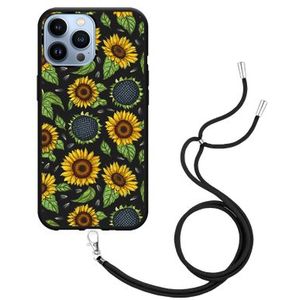 Hoesje met Koord Zwart geschikt voor iPhone 13 Pro Max - Sunflowers