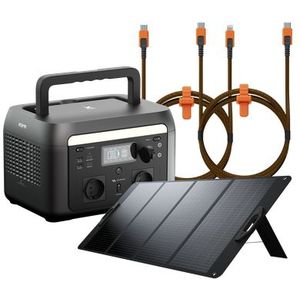 Xtorm Portable Powerstation 600W + Foldable Solar Panel 200W + Xtreme USB-C naar lightning kabel + USB-C kabel