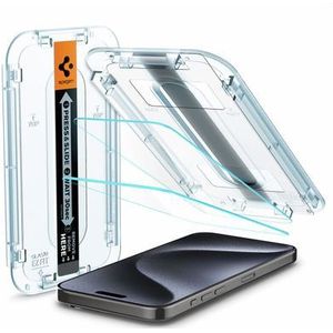 Screen Protector geschikt voor iPhone 15 Pro Spigen Glass Montage Frame EZ FIT 2 Pack