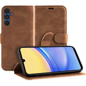 Hoesje geschikt voor Samsung Galaxy A15 (4G/5G) Hoesje met Pasjeshouder - Premium Bookcase - Bruin