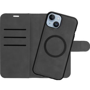 Uitneembare 2-in-1 Bookcase geschikt voor iPhone 15 - geschikt voor Magsafe - Hoesje met Pasjeshouder - Zwart
