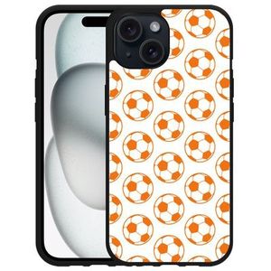 Hardcase Hoesje geschikt voor iPhone15 Orange Soccer Balls