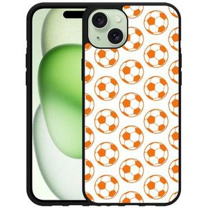 Hardcase Hoesje geschikt voor iPhone 15 Plus Orange Soccer Balls