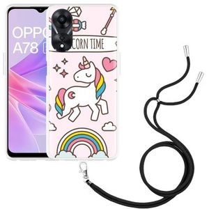 Hoesje met koord geschikt voor Oppo A78 5G Unicorn Time