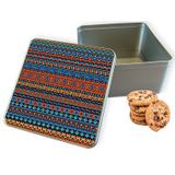 Koektrommel Aztec Patroon Vierkant - Bewaarblik 20x20x10 cm